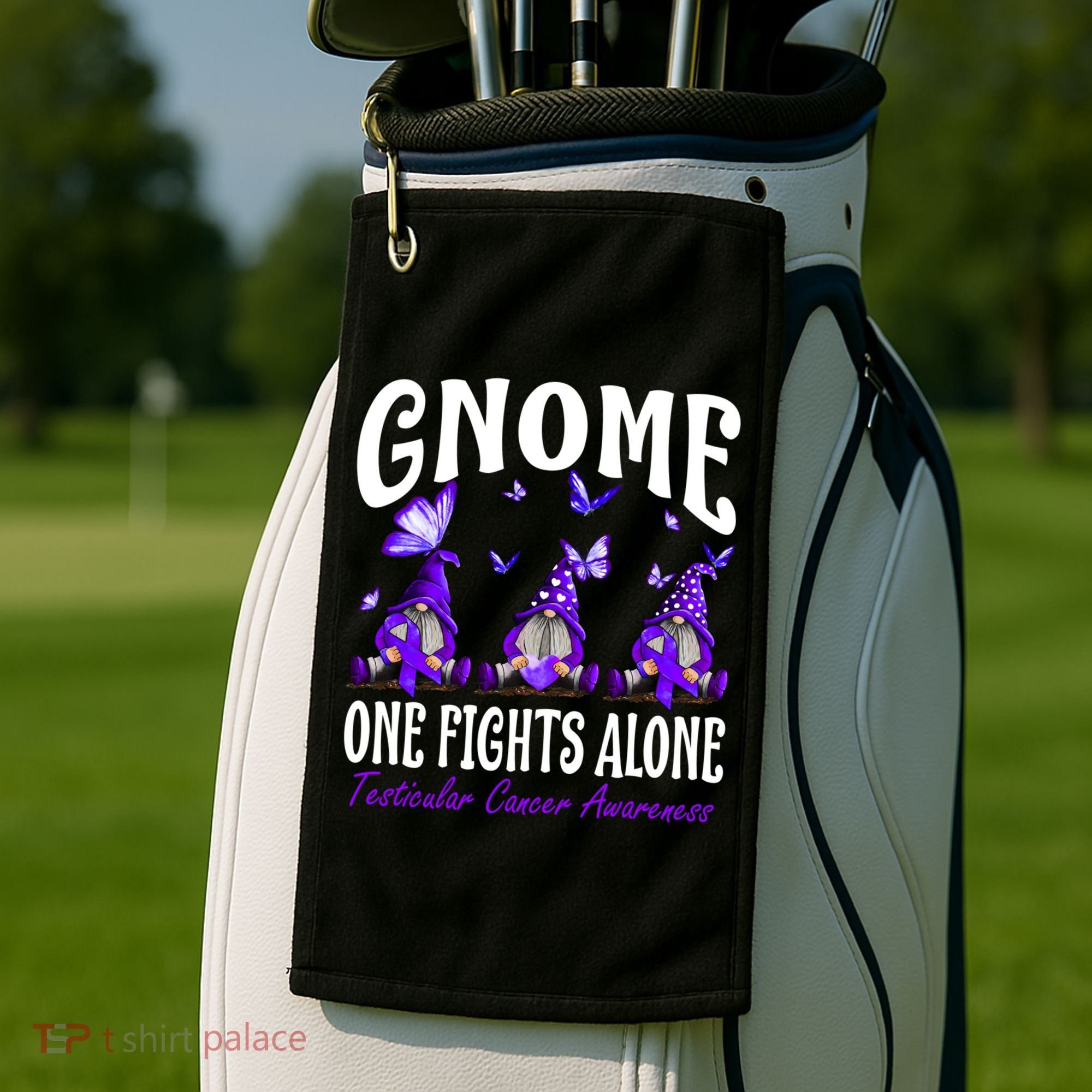 Gnome One Fights Alone Testicular Cancer Awareness Cute Gift Golf Towel