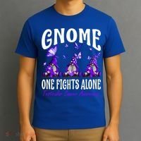 Gnome One Fights Alone Testicular Cancer Awareness Cute Gift T-Shirt thumb 3
