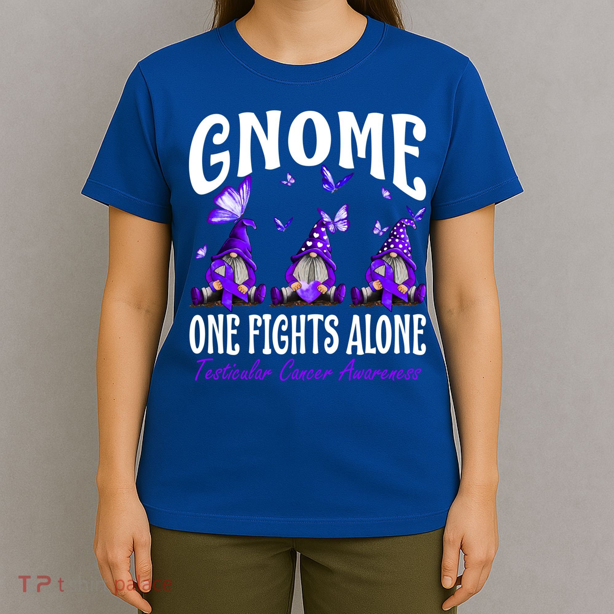 Gnome One Fights Alone Testicular Cancer Awareness Cute Gift T-Shirt