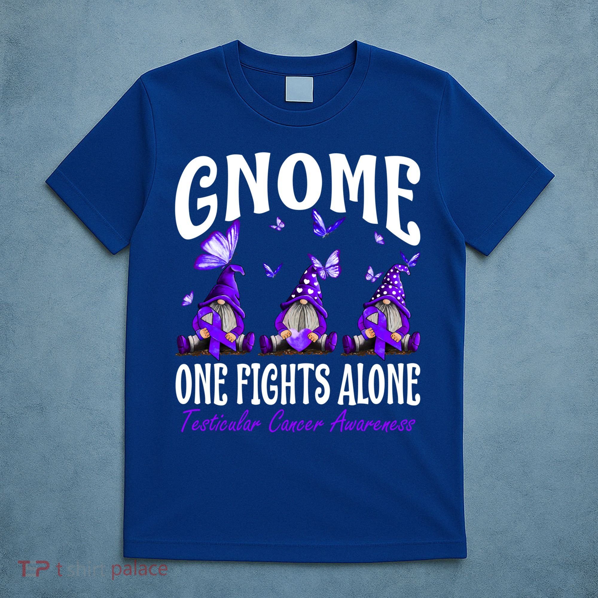Gnome One Fights Alone Testicular Cancer Awareness Cute Gift T-Shirt