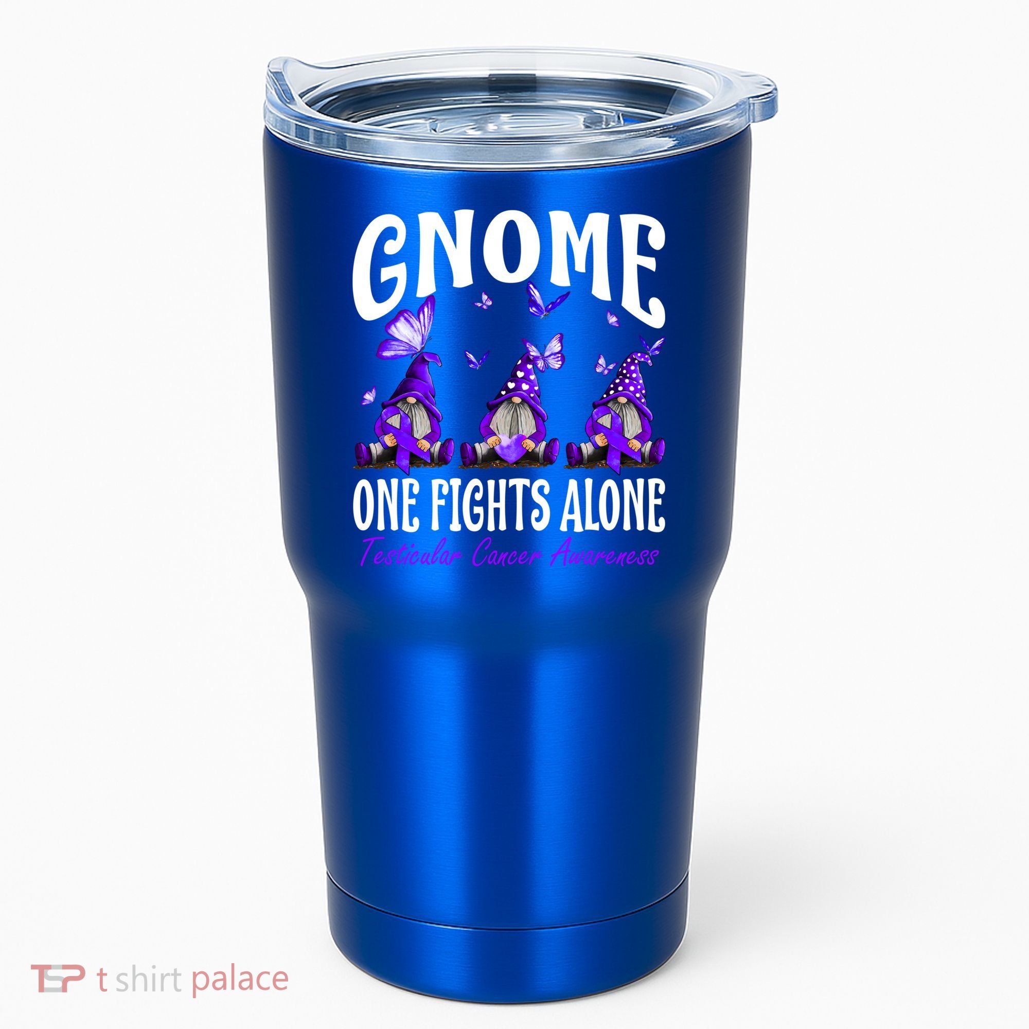 Gnome One Fights Alone Testicular Cancer Awareness Cute Gift Tumbler