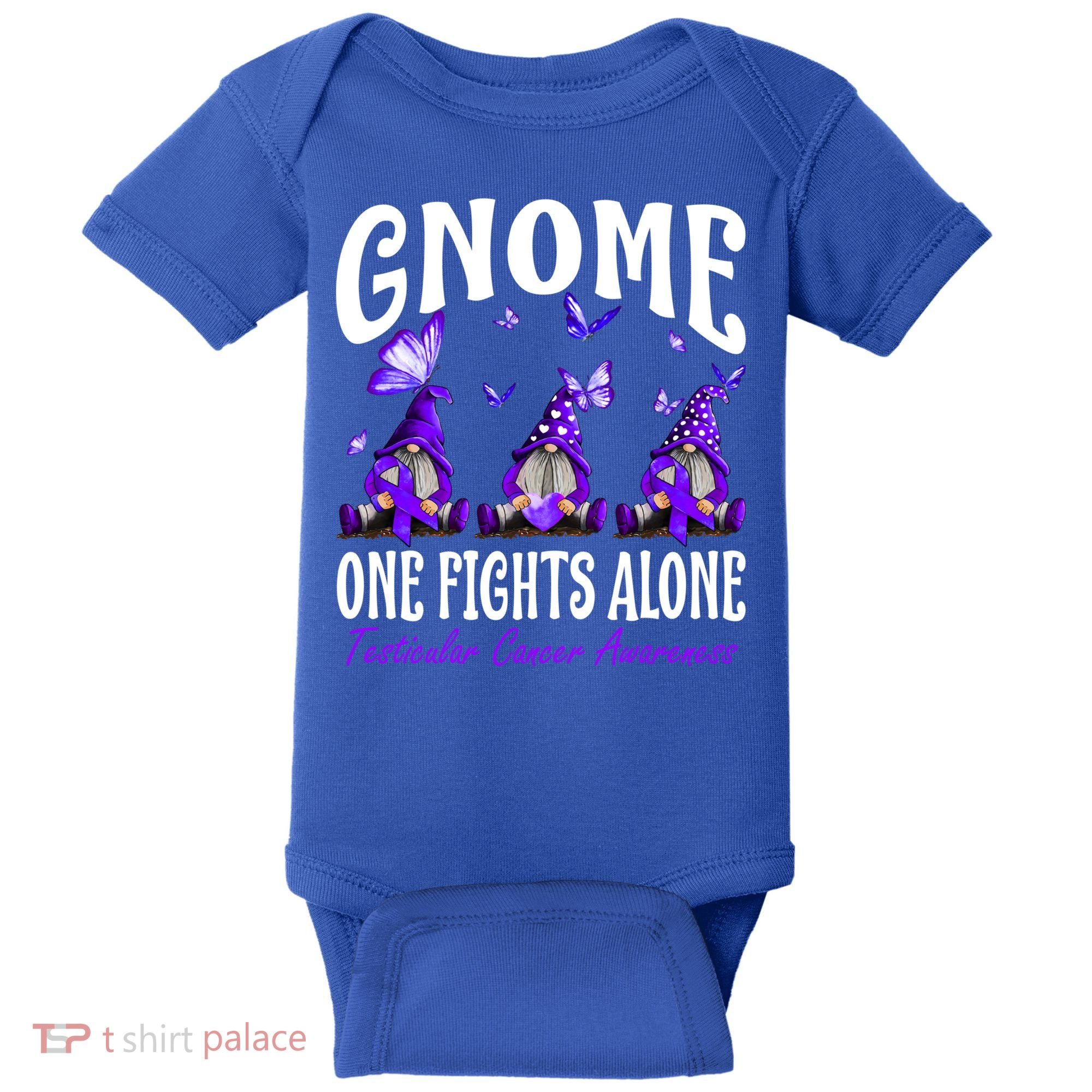 Gnome One Fights Alone Testicular Cancer Awareness Cute Gift Baby Bodysuit