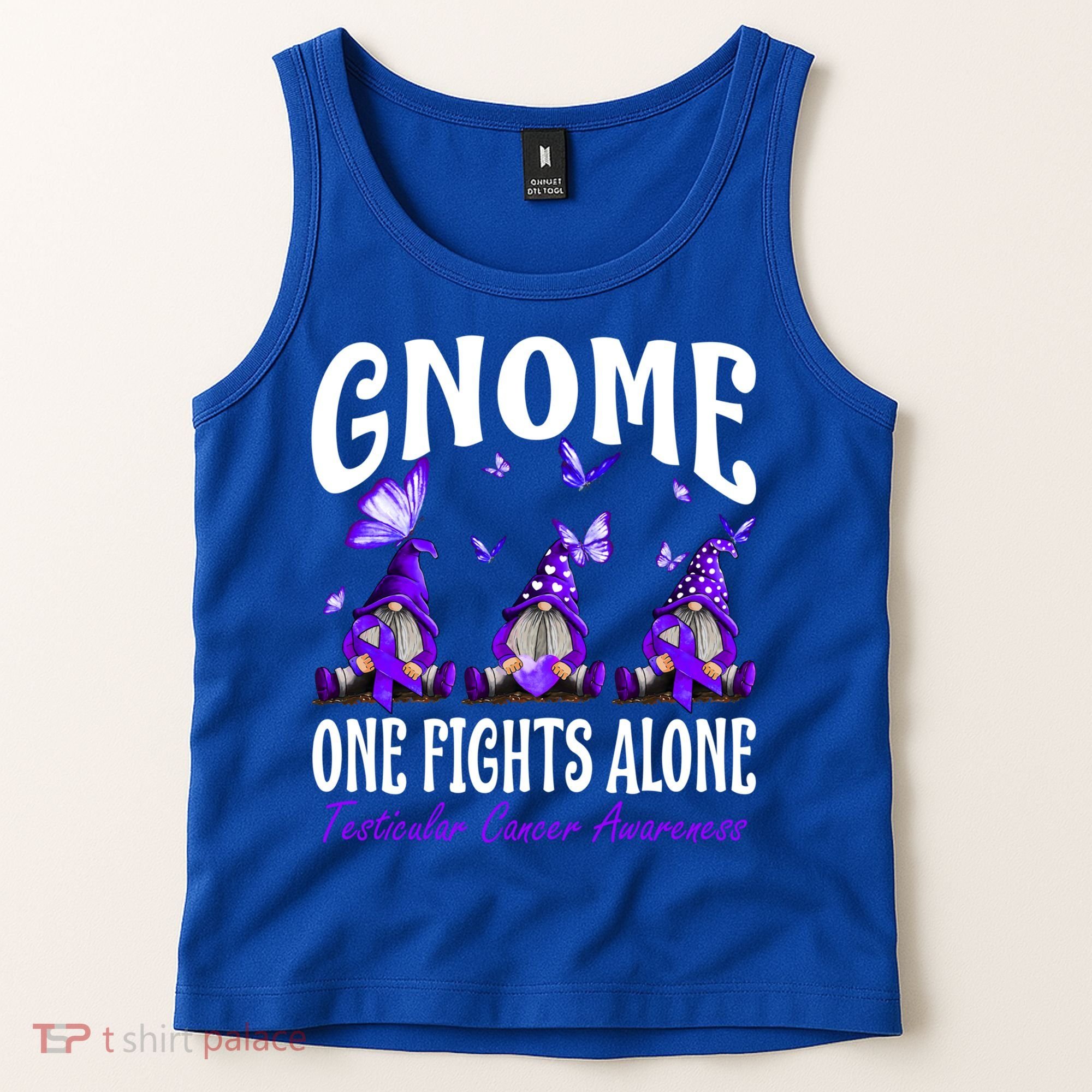 Gnome One Fights Alone Testicular Cancer Awareness Cute Gift Tank Top