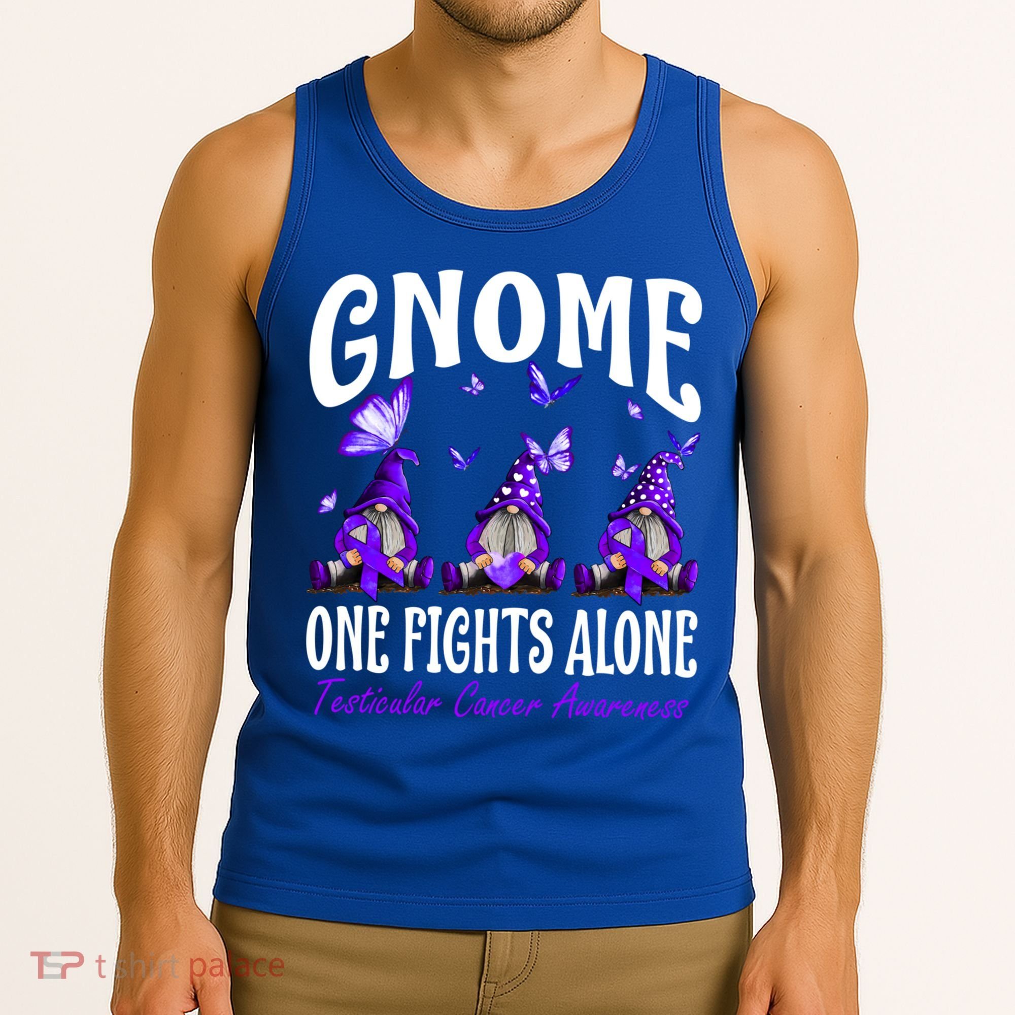 Gnome One Fights Alone Testicular Cancer Awareness Cute Gift Tank Top