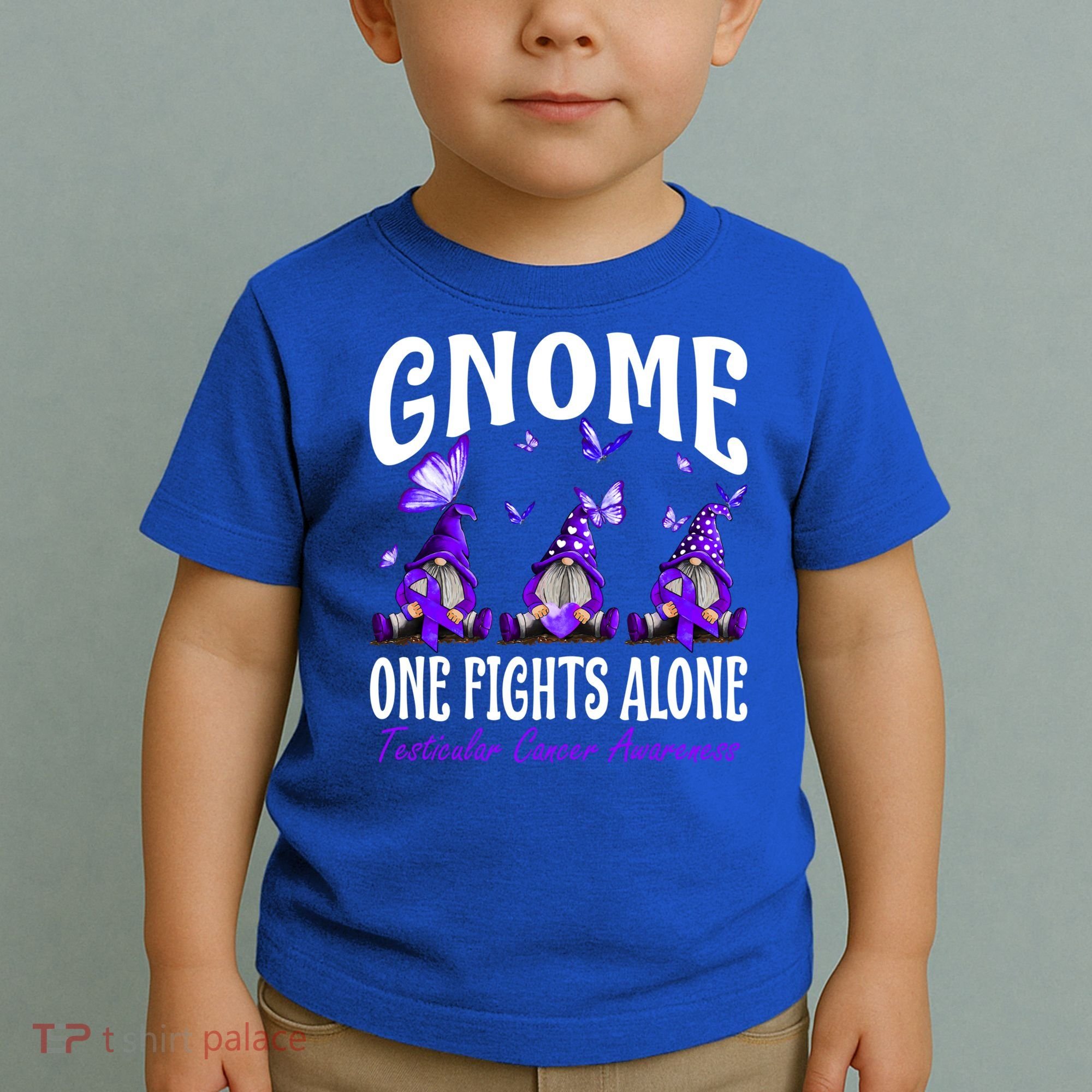 Gnome One Fights Alone Testicular Cancer Awareness Cute Gift Toddler T-Shirt
