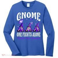 Gnome One Fights Alone Testicular Cancer Awareness Cute Gift Women's Long Sleeve Shirt thumb 0