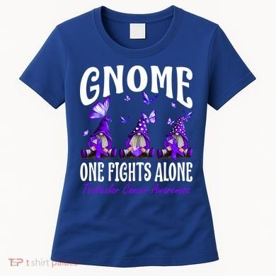 Gnome One Fights Alone Testicular Cancer Awareness Cute Gift Women's T-Shirt