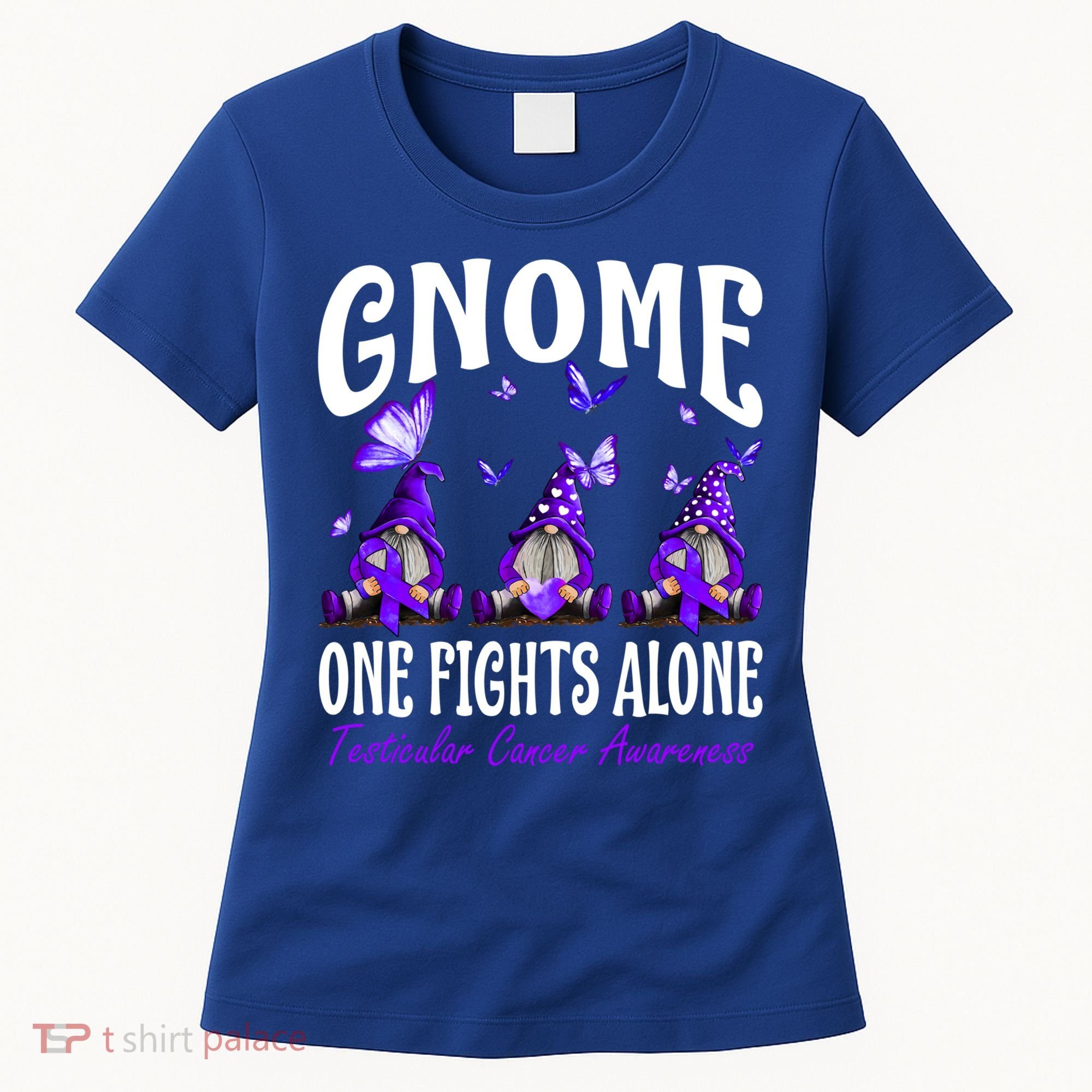 Gnome One Fights Alone Testicular Cancer Awareness Cute Gift Women's T-Shirt