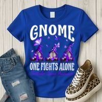 Gnome One Fights Alone Testicular Cancer Awareness Cute Gift Women's T-Shirt thumb 3