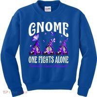 Gnome One Fights Alone Testicular Cancer Awareness Cute Gift Kids Sweatshirt thumb 0