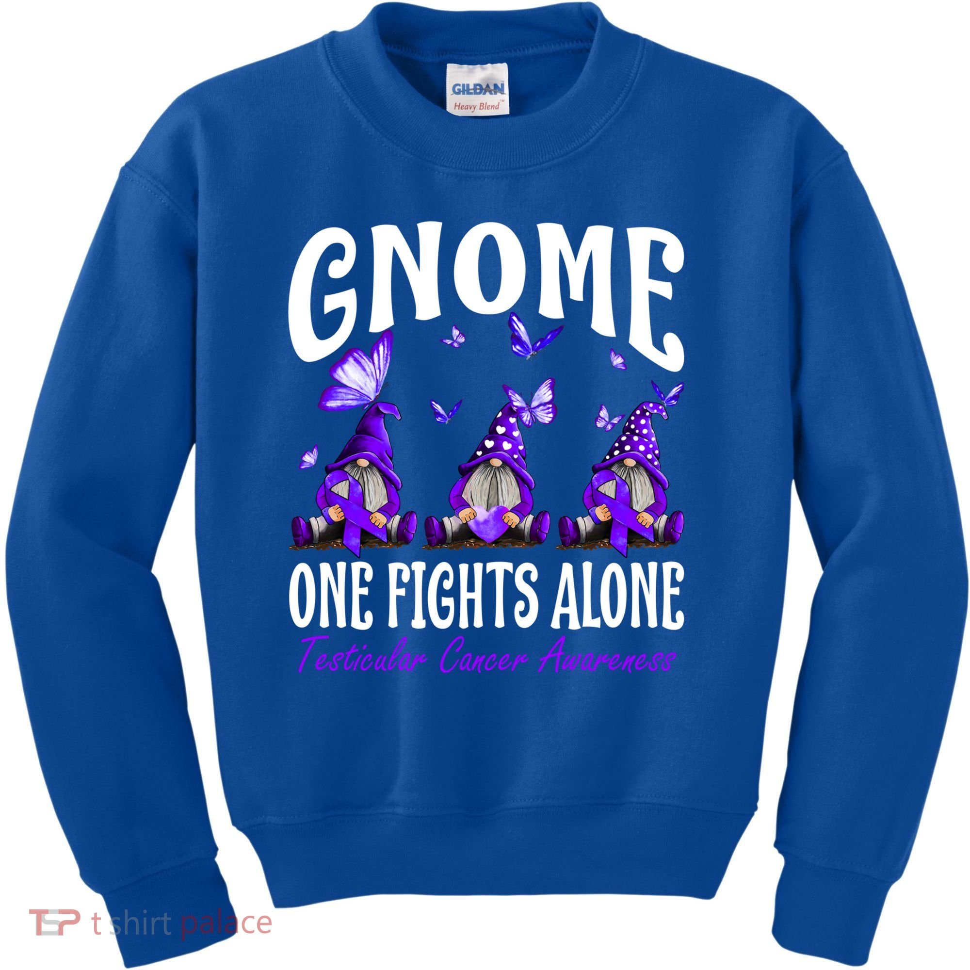 Gnome One Fights Alone Testicular Cancer Awareness Cute Gift Kids Sweatshirt