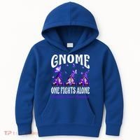Gnome One Fights Alone Testicular Cancer Awareness Cute Gift Kids Hoodie thumb 0