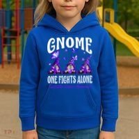 Gnome One Fights Alone Testicular Cancer Awareness Cute Gift Kids Hoodie thumb 3