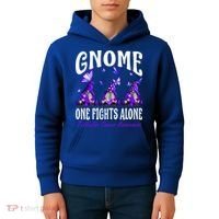 Gnome One Fights Alone Testicular Cancer Awareness Cute Gift Kids Hoodie thumb 4