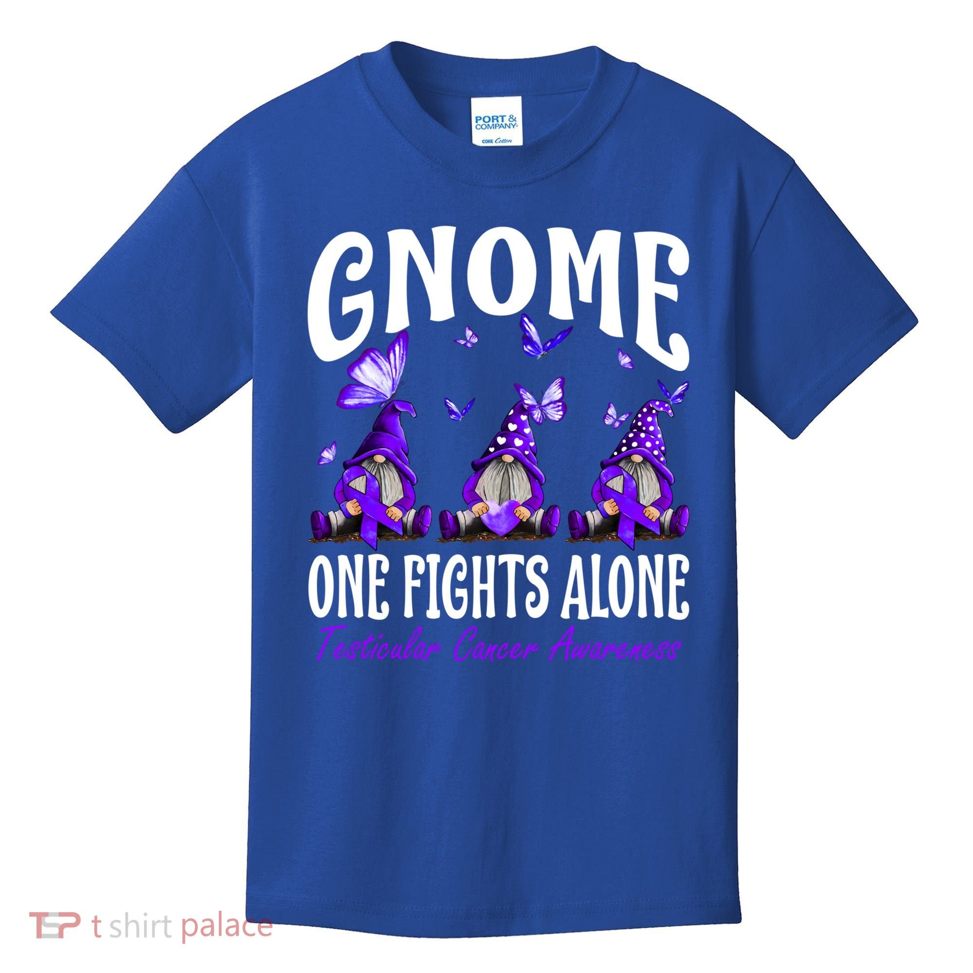 Gnome One Fights Alone Testicular Cancer Awareness Cute Gift Kids T-Shirt