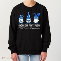 Gnome One Fights Alone Child Abuse Awareness Blue Ribbon Women's Sweatshirt thumb 0