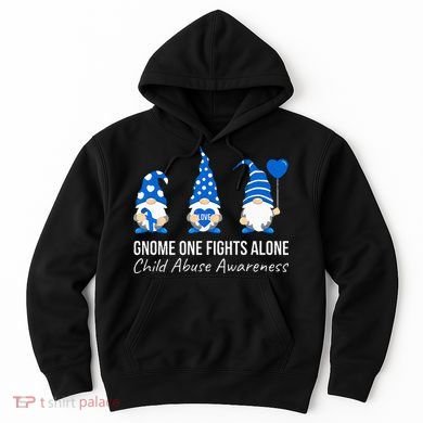 Gnome One Fights Alone Child Abuse Awareness Blue Ribbon Hoodie