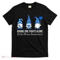 Gnome One Fights Alone Child Abuse Awareness Blue Ribbon T-Shirt thumb 0