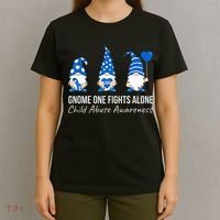 Gnome One Fights Alone Child Abuse Awareness Blue Ribbon T-Shirt thumb 4