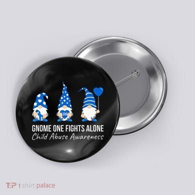 Gnome One Fights Alone Child Abuse Awareness Blue Ribbon Button