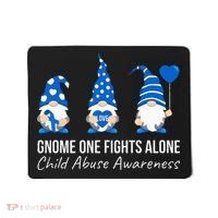 Gnome One Fights Alone Child Abuse Awareness Blue Ribbon Mousepad thumb 0