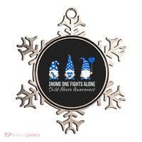 Gnome One Fights Alone Child Abuse Awareness Blue Ribbon Ornament thumb 0