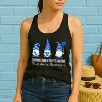 Gnome One Fights Alone Child Abuse Awareness Blue Ribbon Women's Tank Top thumb 2