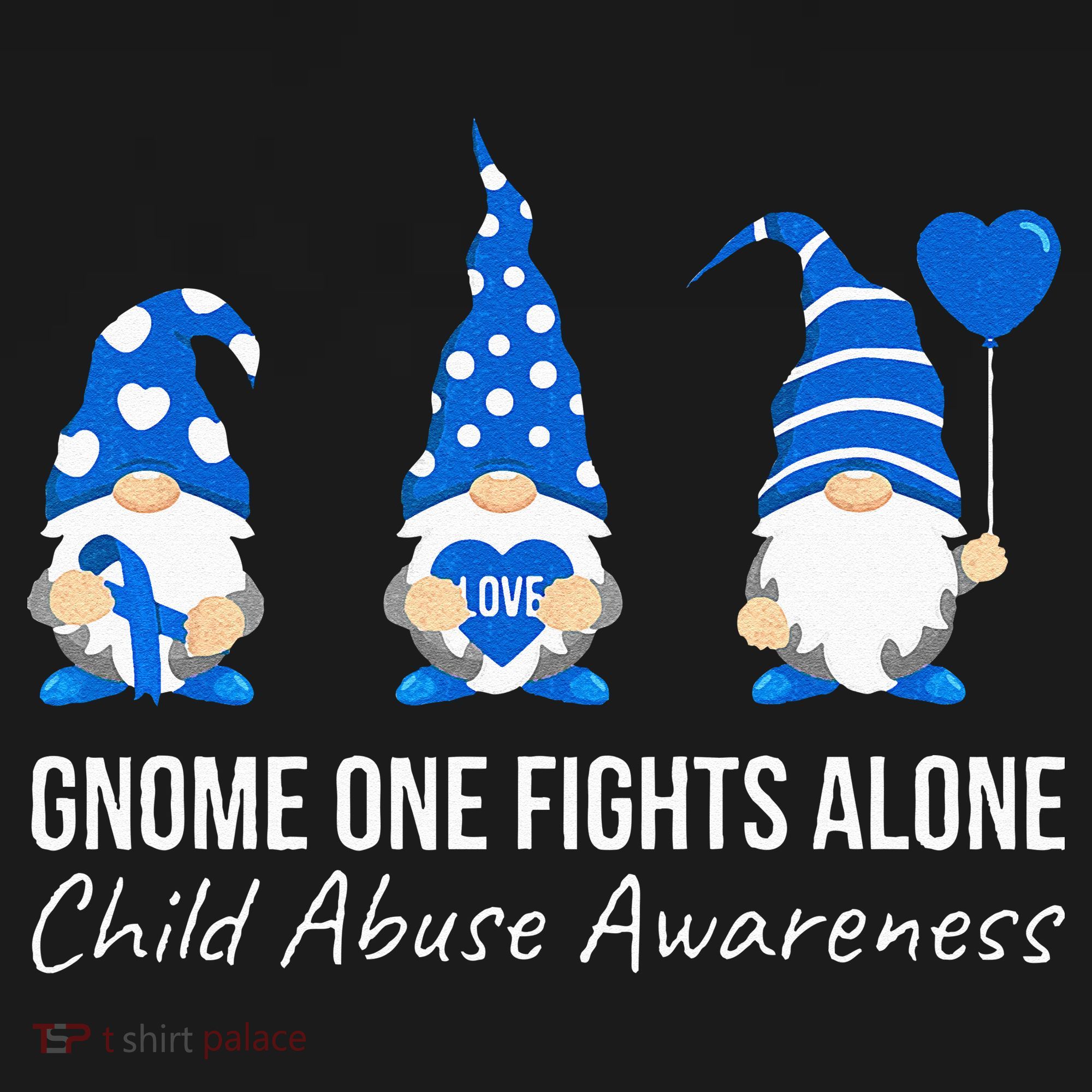 Gnome One Fights Alone Child Abuse Awareness Blue Ribbon Women's Tank Top