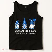 Gnome One Fights Alone Child Abuse Awareness Blue Ribbon Tank Top thumb 2