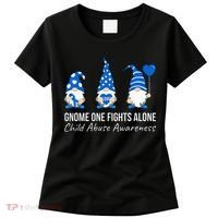 Gnome One Fights Alone Child Abuse Awareness Blue Ribbon Women's T-Shirt thumb 0