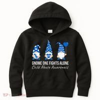 Gnome One Fights Alone Child Abuse Awareness Blue Ribbon Kids Hoodie thumb 0