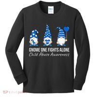 Gnome One Fights Alone Child Abuse Awareness Blue Ribbon Kids Long Sleeve Shirt thumb 0