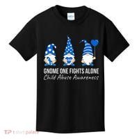 Gnome One Fights Alone Child Abuse Awareness Blue Ribbon Kids T-Shirt thumb 0