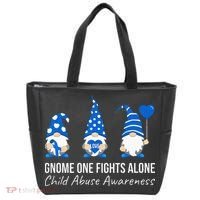Gnome One Fights Alone Child Abuse Awareness Blue Ribbon Tote Bag thumb 0