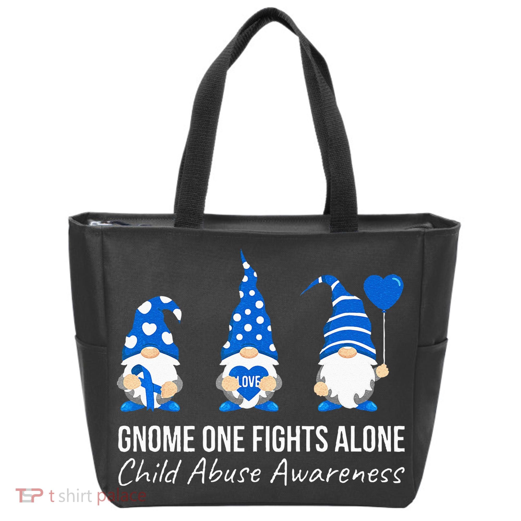 Gnome One Fights Alone Child Abuse Awareness Blue Ribbon Tote Bag