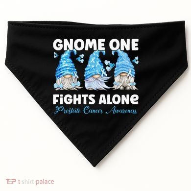 Gnome One Fights Alone Light Blue Prostate Cancer Awareness USA-Made Doggie Bandana