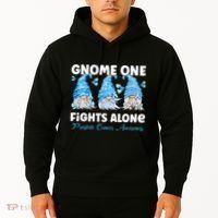 Gnome One Fights Alone Light Blue Prostate Cancer Awareness Hoodie thumb 2