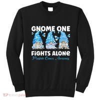 Gnome One Fights Alone Light Blue Prostate Cancer Awareness Sweatshirt thumb 0