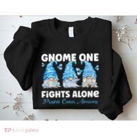 Gnome One Fights Alone Light Blue Prostate Cancer Awareness Sweatshirt thumb 2