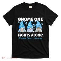 Gnome One Fights Alone Light Blue Prostate Cancer Awareness T-Shirt thumb 0