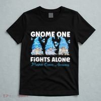 Gnome One Fights Alone Light Blue Prostate Cancer Awareness T-Shirt thumb 5