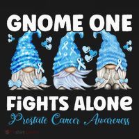 Gnome One Fights Alone Light Blue Prostate Cancer Awareness Coaster thumb 2