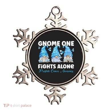 Gnome One Fights Alone Light Blue Prostate Cancer Awareness Ornament