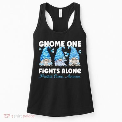 Gnome One Fights Alone Light Blue Prostate Cancer Awareness Women's Tank Top