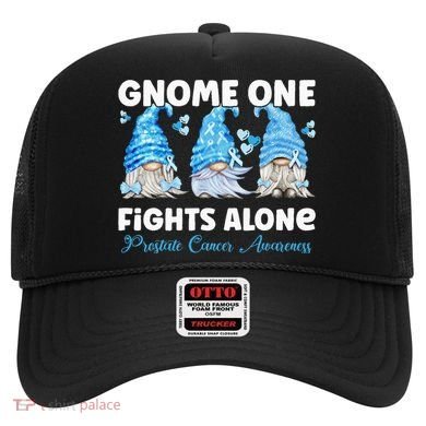 Gnome One Fights Alone Light Blue Prostate Cancer Awareness Hat
