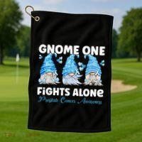 Gnome One Fights Alone Light Blue Prostate Cancer Awareness Golf Towel thumb 1