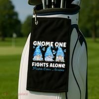 Gnome One Fights Alone Light Blue Prostate Cancer Awareness Golf Towel thumb 2