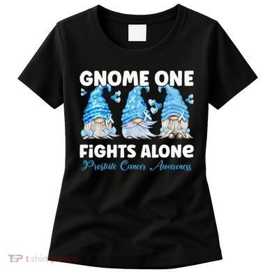 Gnome One Fights Alone Light Blue Prostate Cancer Awareness Women's T-Shirt