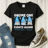 Gnome One Fights Alone Light Blue Prostate Cancer Awareness Women's T-Shirt thumb 3