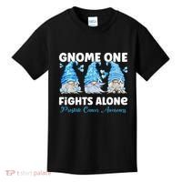 Gnome One Fights Alone Light Blue Prostate Cancer Awareness Kids T-Shirt thumb 0